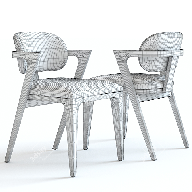 West Elm Adam Court Upholstered Dining Chair 3D model image 2