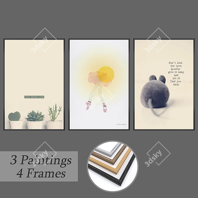 Elegant Wall Art Set 3D model image 1