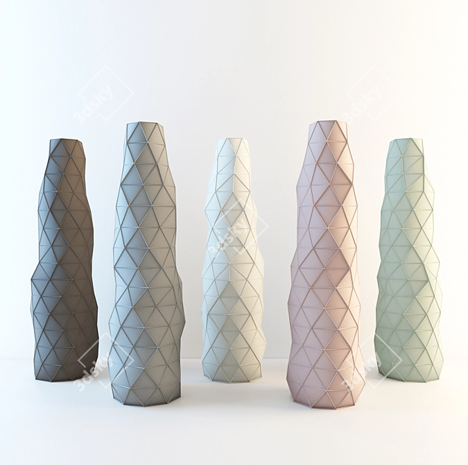 Multicolor Geometric Vase Set 3D model image 1