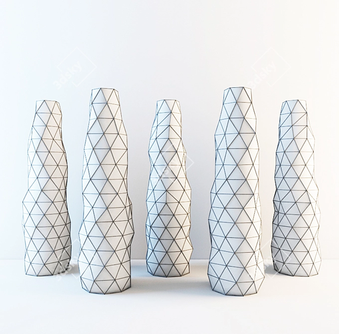 Multicolor Geometric Vase Set 3D model image 2