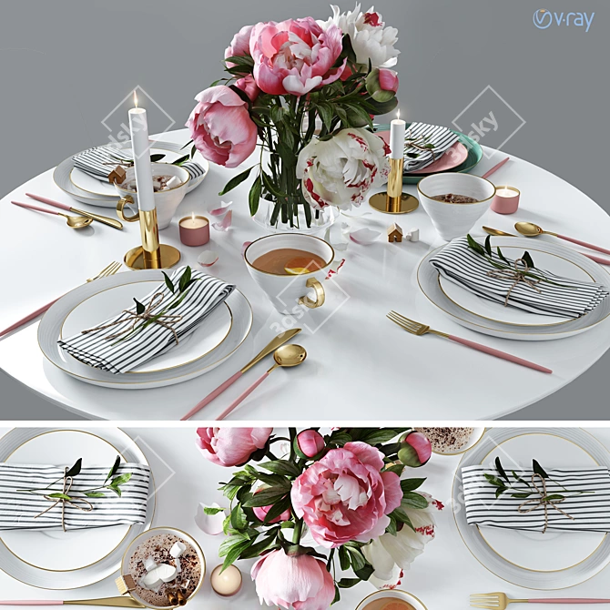 Elegant Table Setting Pieces | H&M HOME 3D model image 1