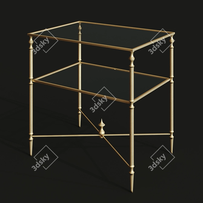 Vintage Gold Iron Side Table 3D model image 1