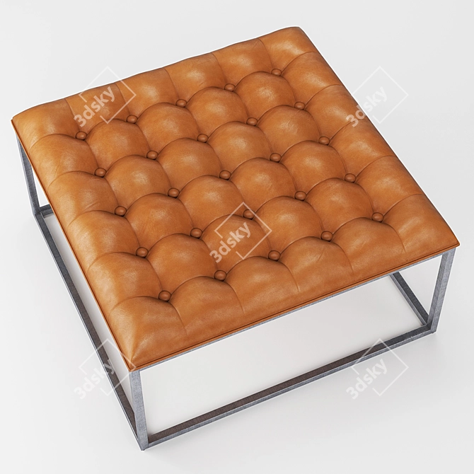 Elegant Saddle Brown Leather Ottoman 3D model image 2