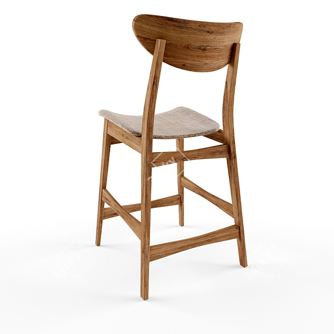 Modern Scandinavian Style Bar Chair 3D model image 2
