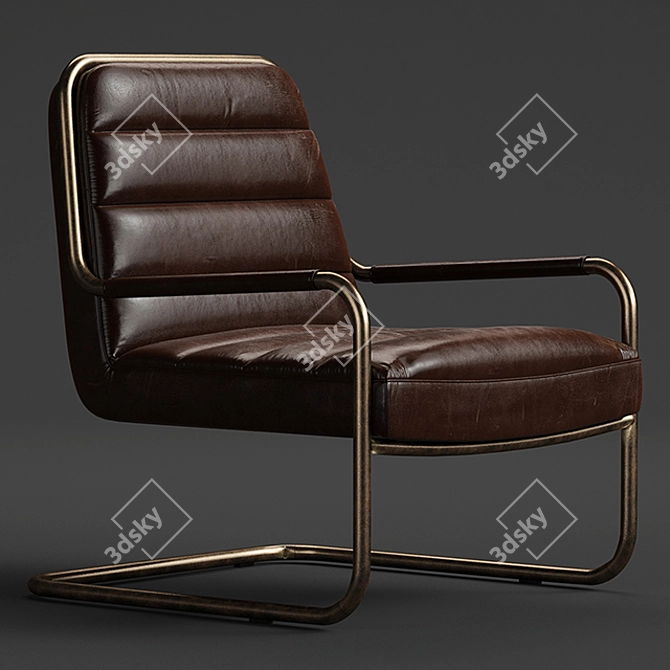 Chestnut Faux Leather Lounge Chair 3D model image 1