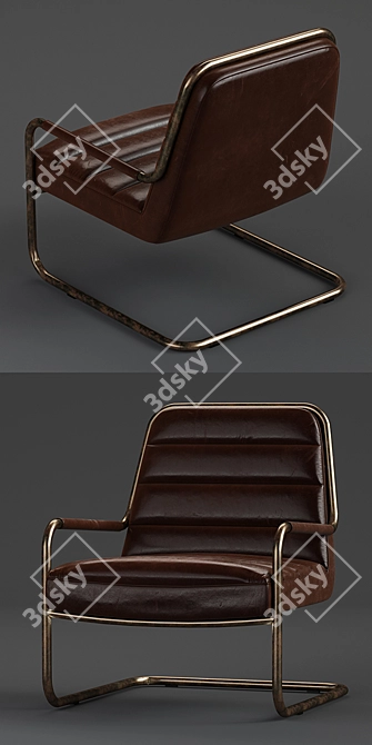 Chestnut Faux Leather Lounge Chair 3D model image 2