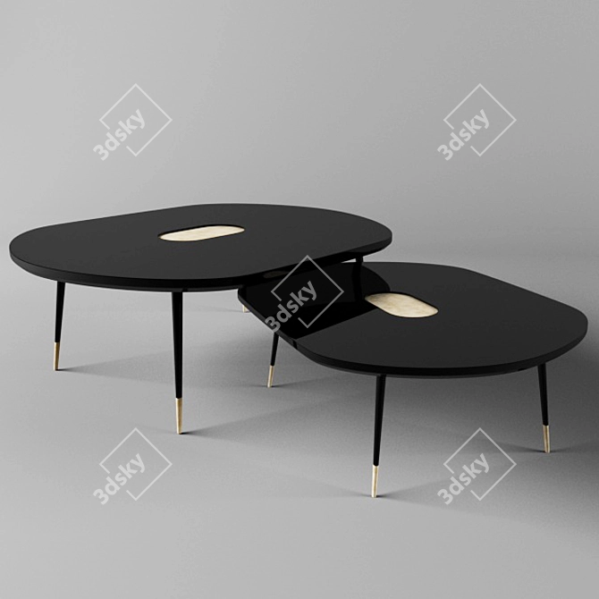 Sleek Black Center Table 3D model image 1