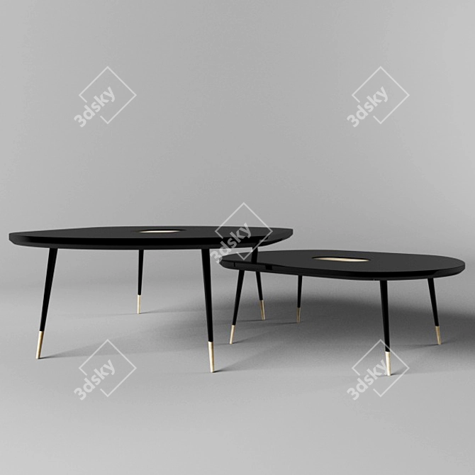 Sleek Black Center Table 3D model image 2