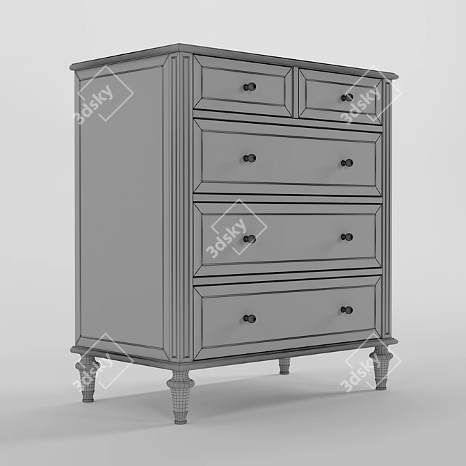 Elegant 5-Drawer Chest 3D model image 3