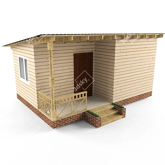 Cozy Terrace Cottage 3D model image 1