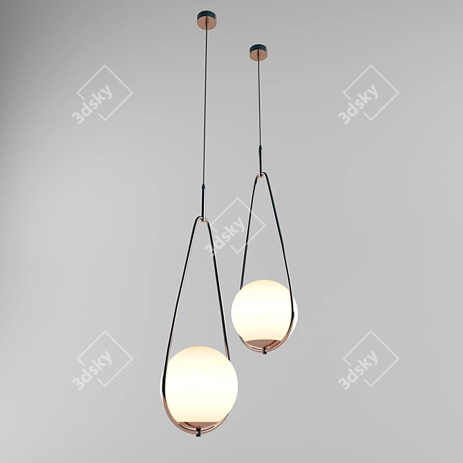 Loop Brass Pendant: Modern Elegance 3D model image 1