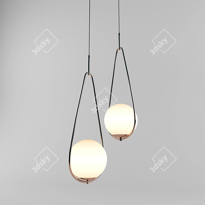 Loop Brass Pendant: Modern Elegance 3D model image 2