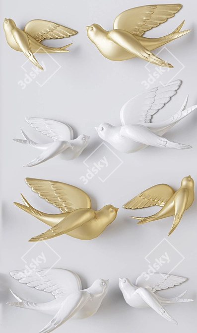 Resin Gull Wall Decor 3D model image 2