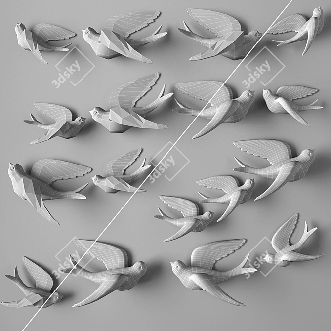 Resin Gull Wall Decor 3D model image 3