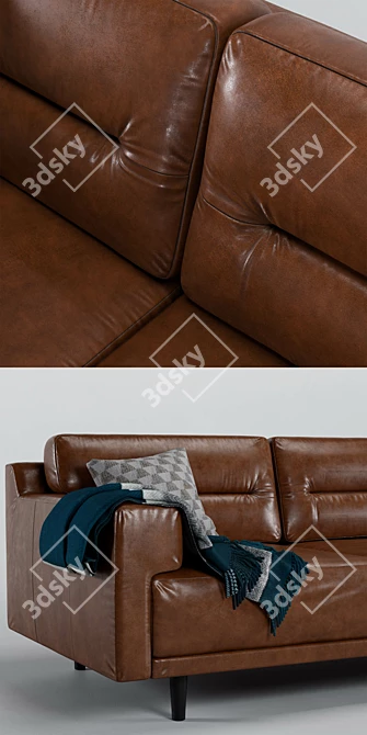 Modern Leather EQ3 Remi Sofa 3D model image 2