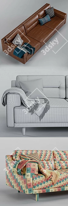 Modern Leather EQ3 Remi Sofa 3D model image 3