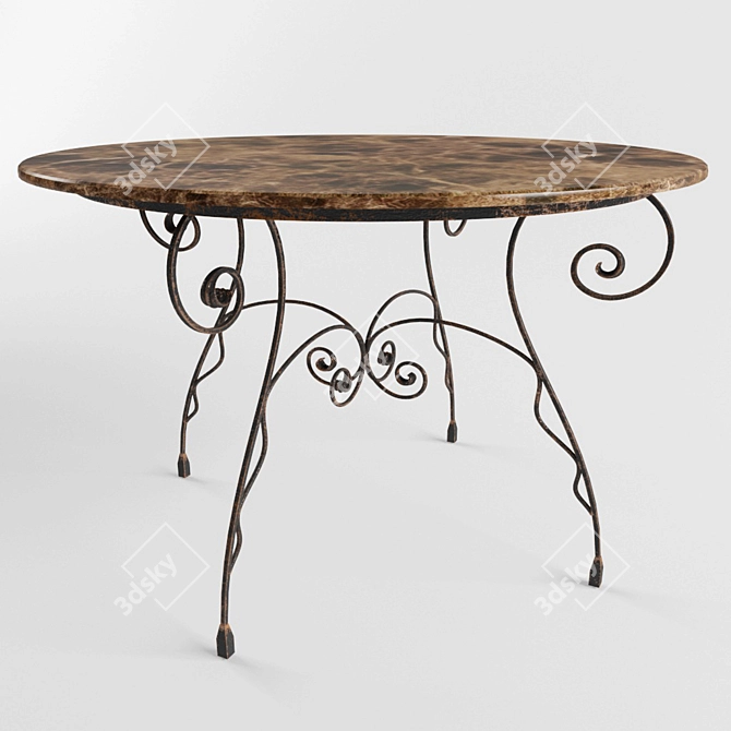 Classic Stone Top Forged Coffee Table 3D model image 1
