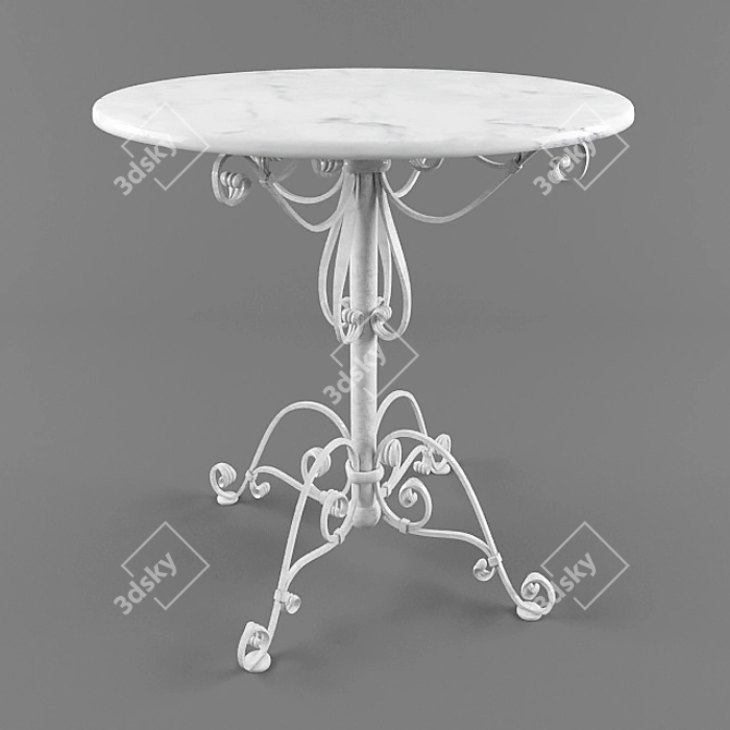 Classic White Marble Top Forged Table 3D model image 1