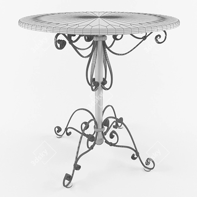 Classic White Marble Top Forged Table 3D model image 2