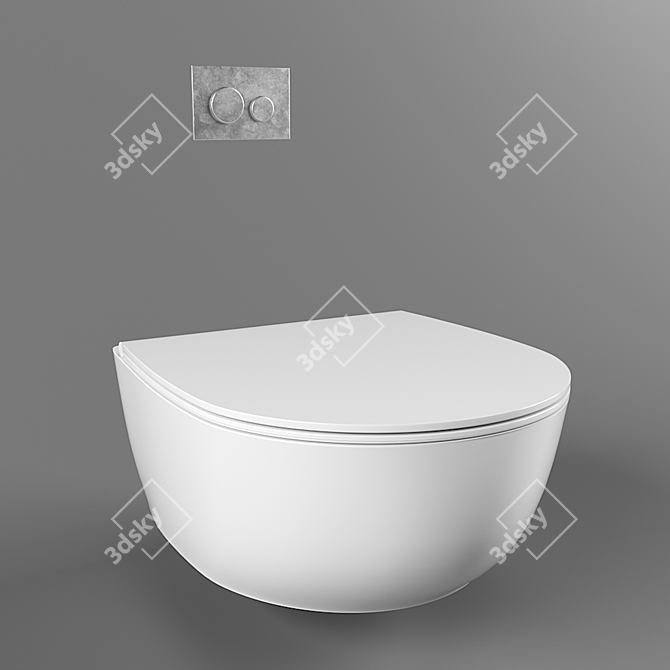 Sleek Round Wall-Mounted Toilet 3D model image 1