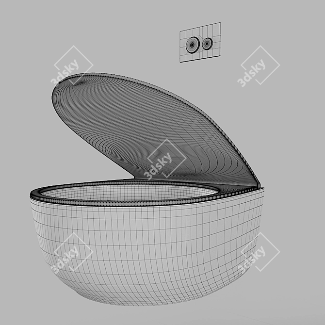 Sleek Round Wall-Mounted Toilet 3D model image 3