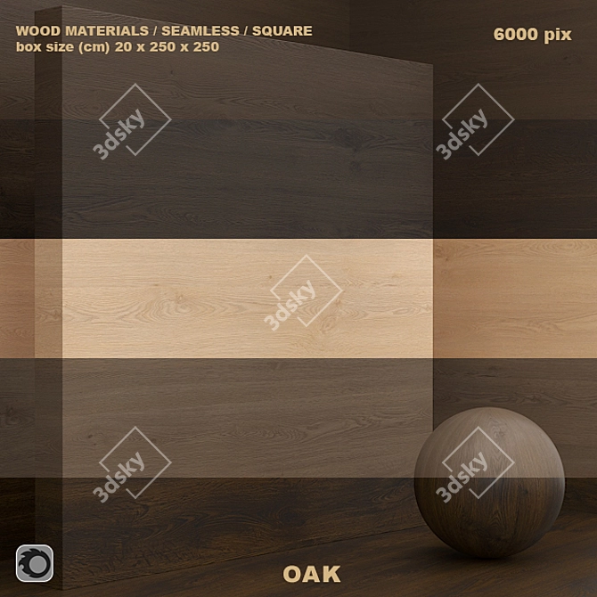 Seamless Oak Wood Box Set 3D model image 1