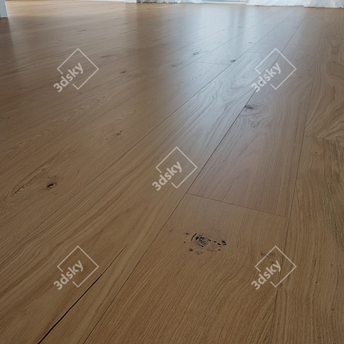 Glossy Alabaster Oak Flooring 3D model image 1