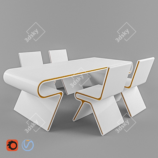 Modern Minimalist Furniture Set 3D model image 1