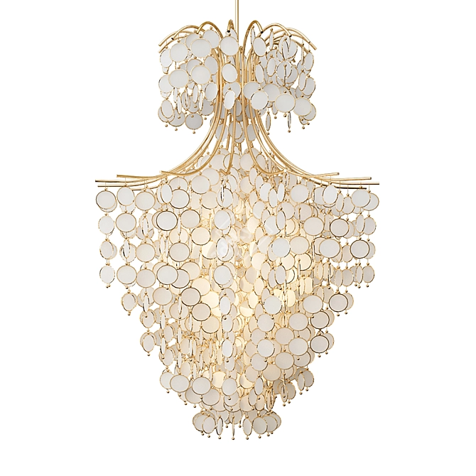 Elegant Dripping Capiz Chandelier 3D model image 1