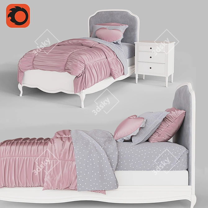 Elegant Marceline Bed: Low Footboard 3D model image 1