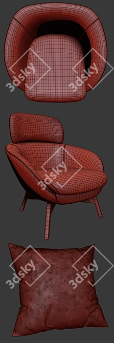 Modern Minotti Russell Armchair Set 3D model image 3