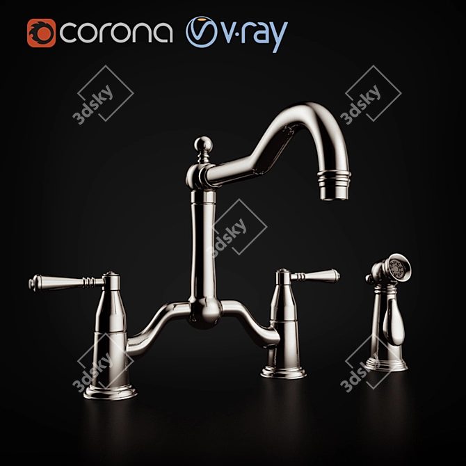 Elegant Two Handle Kitchen Faucet 3D model image 1