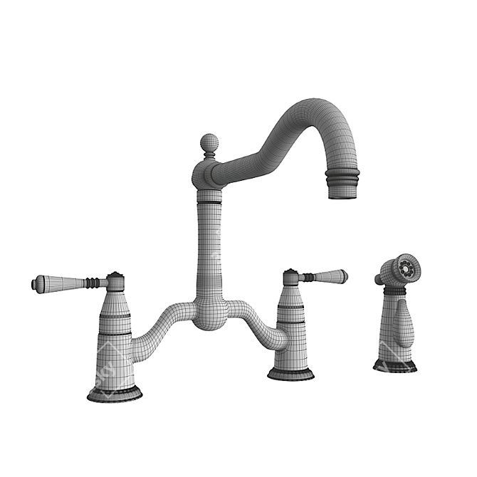 Elegant Two Handle Kitchen Faucet 3D model image 2