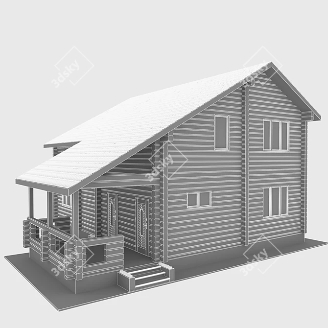 Timber Haven: Open Terrace Cottage 3D model image 3