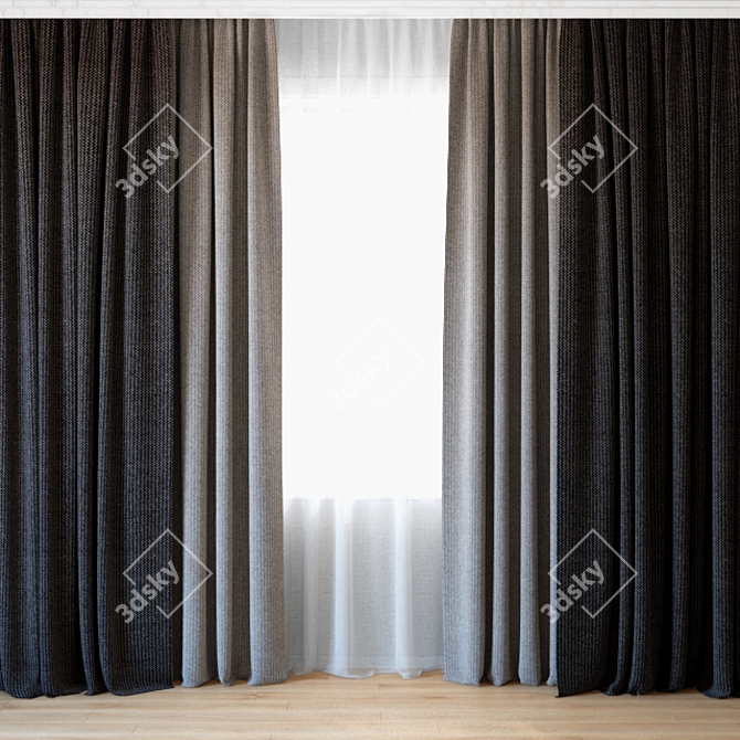 Elegant Sheer 48" Curtains 3D model image 1