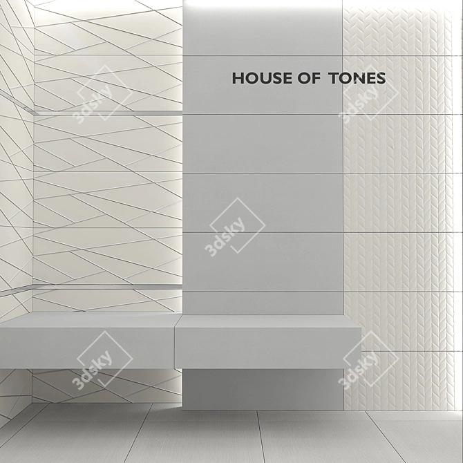 Tubadzin House of Tones: Textured Geometric Tiles 3D model image 1