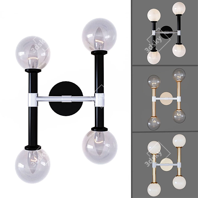 Modern Matteo Double Wall Light 3D model image 1