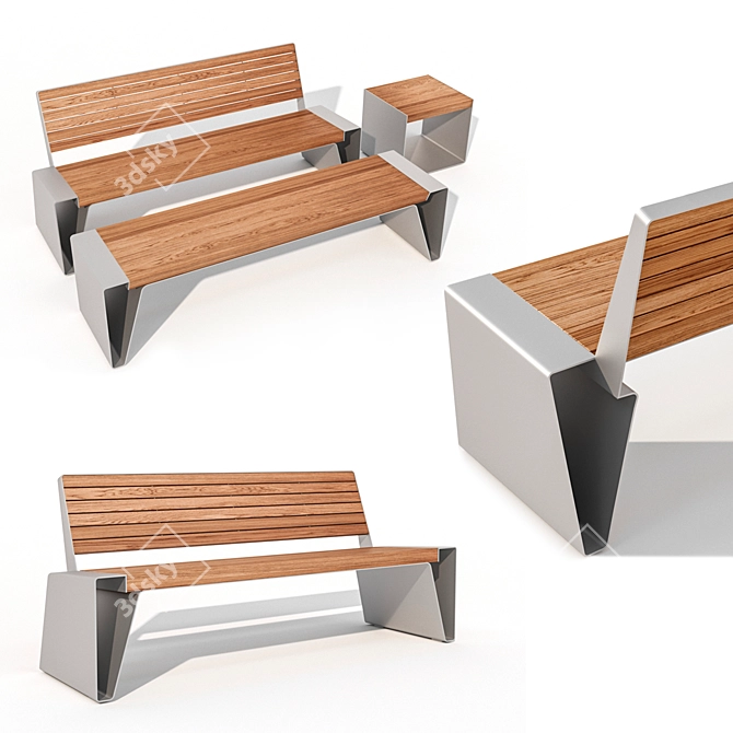 "Vladivostok" Bench Set: Stylish Outdoor Seating 3D model image 1