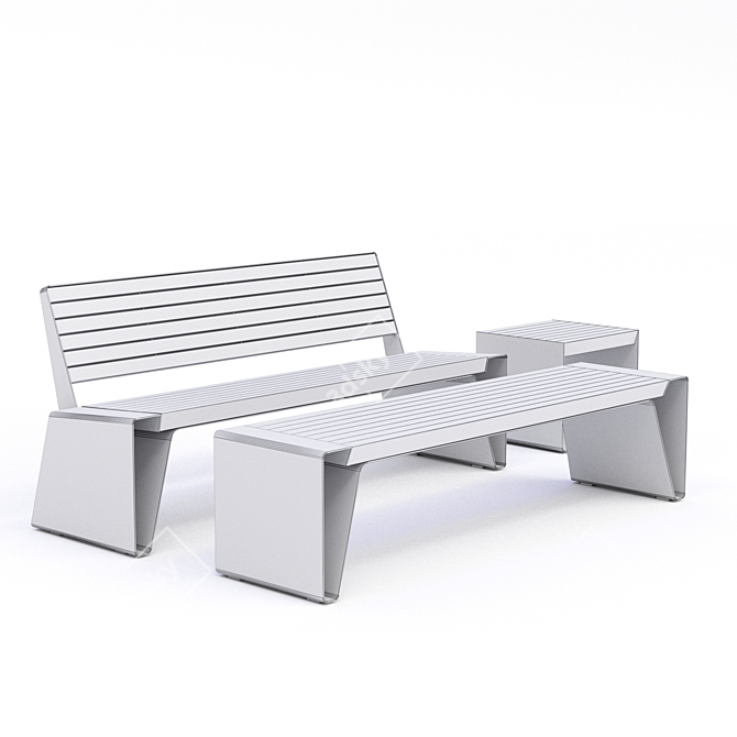 "Vladivostok" Bench Set: Stylish Outdoor Seating 3D model image 3