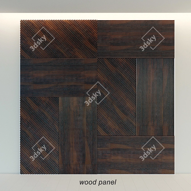 Wooden 3D Wall Panel: Decorative & Lightweight 3D model image 1