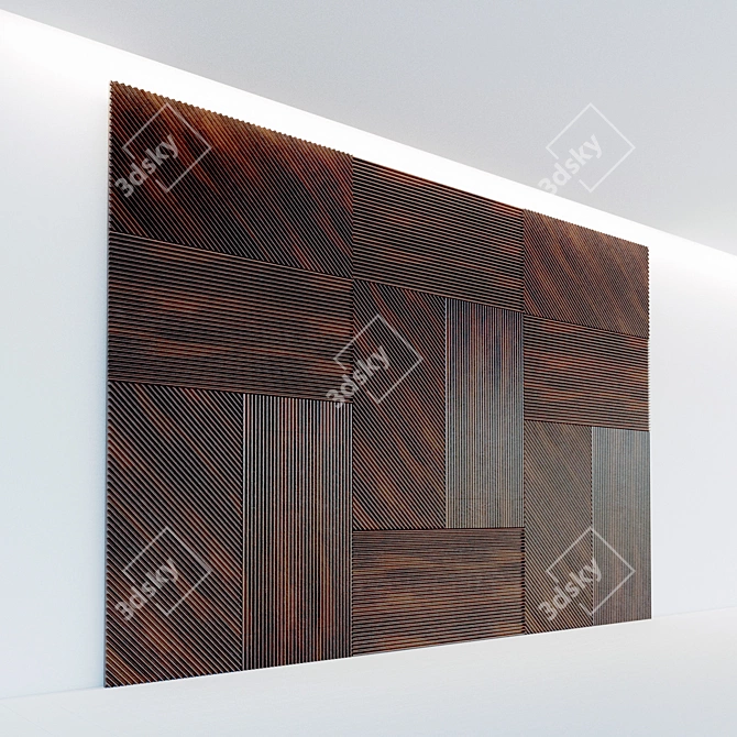 Wooden 3D Wall Panel: Decorative & Lightweight 3D model image 2