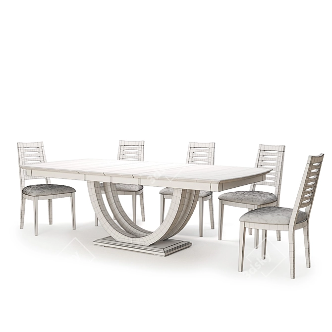 Continental U Base Table Set 3D model image 3