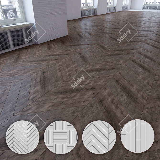 Versatile Laminate Flooring: 4 Layout Options 3D model image 1