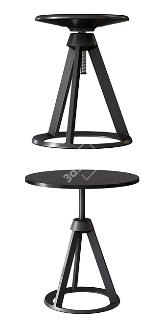 Sleek Knoll Piton Table and Chair 3D model image 2