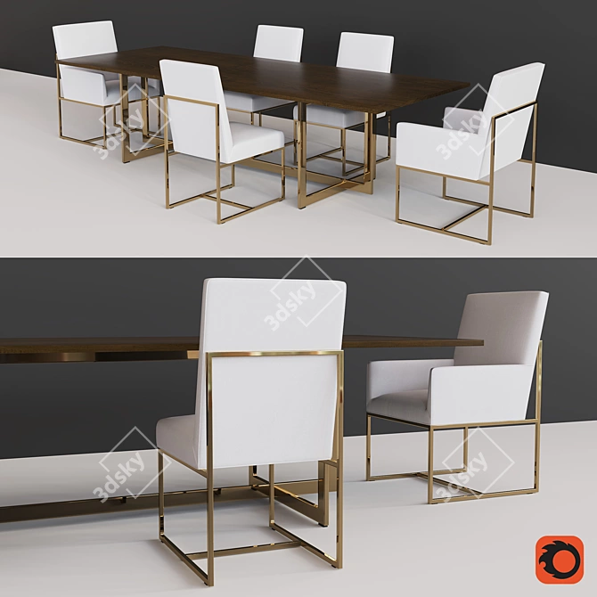 Restoration Hardware Grant and Linear Dining Set 3D model image 1