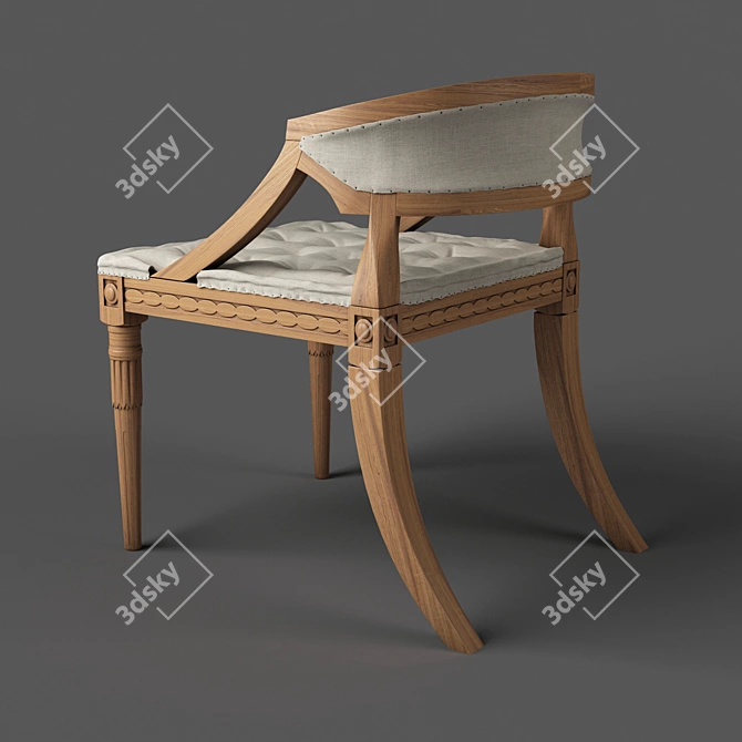 Vintage Swedish Demi Lune Chair 3D model image 2