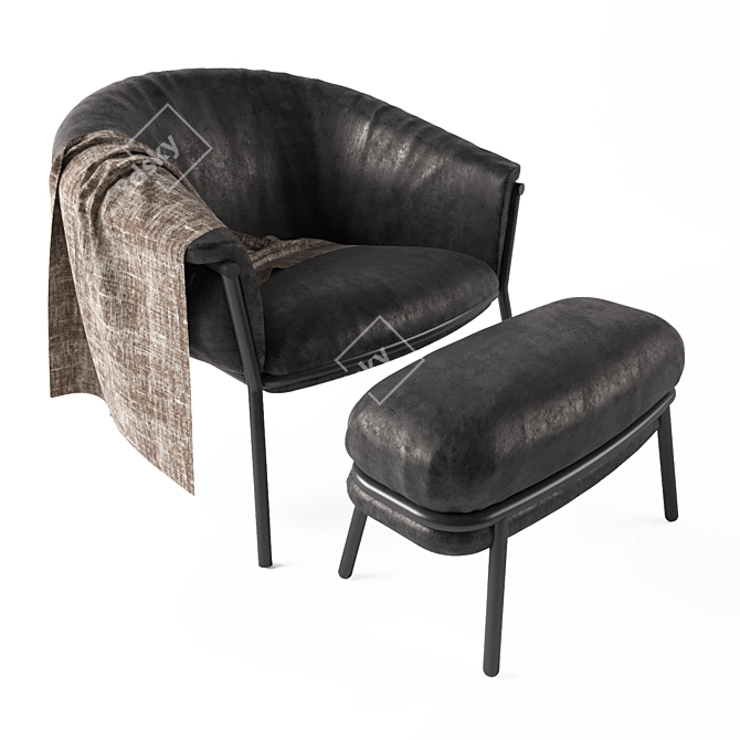 Grasso Leather Lounge Chair 3D model image 1