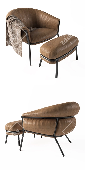 Grasso Leather Lounge Chair 3D model image 2