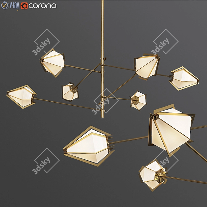 Modern Brass Spoke Chandelier 3D model image 1