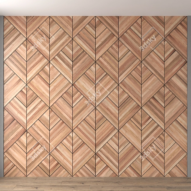 Title: Wooden Wall Panel 3D model image 1